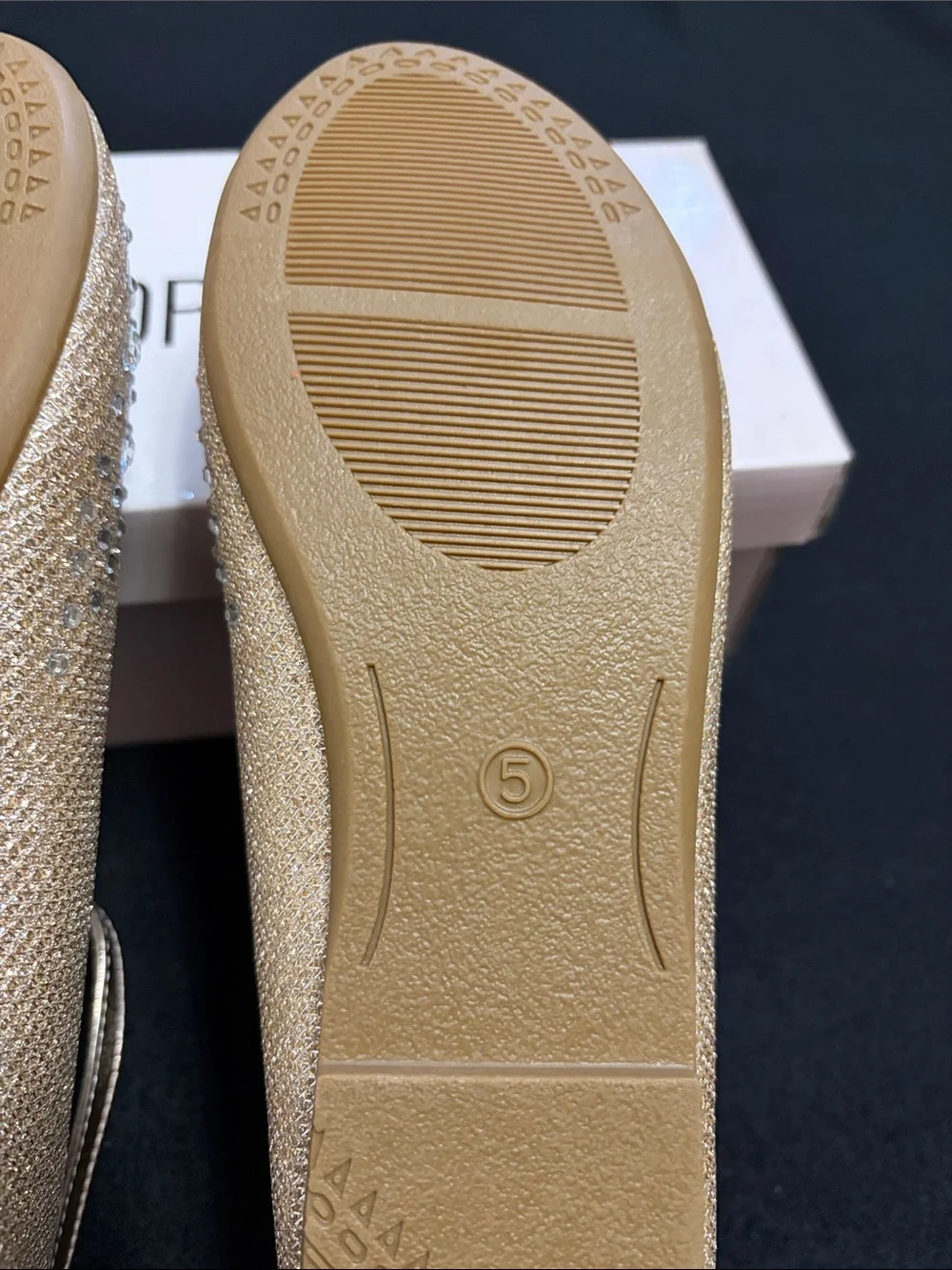 Tip Top Kids Girls’ Rose Gold Glitter Rhinestone Ankle-Strap Dress Shoe Size 5Y